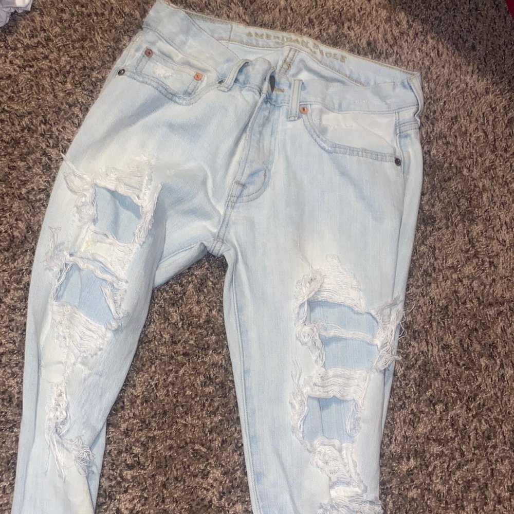 Sun fye cut up blue jeans